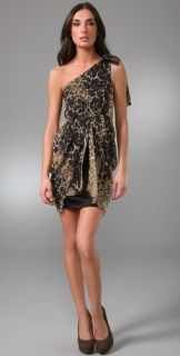 alice + olivia Kelley Leopard One Shoulder Dress