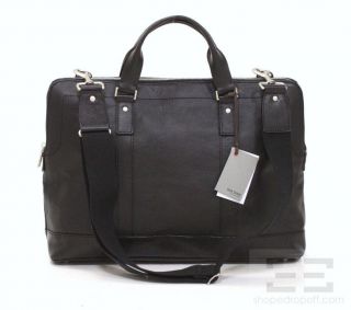 Jack Spade Black Grain Leather Market Briefcase Shoulder Bag New