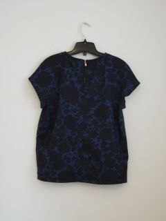 New Marc Jacobs New Prussian Blue Multi Clarice Flower Top Blouse
