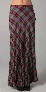 L.A.M.B. Long Pleated Plaid Skirt