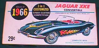 Vintage Palmer Plastics 1966 Jaguar XKE Convertible Model Car Kit 1960