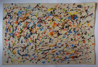 Superb Large Abstract Painting Signed Jackson Pollock
