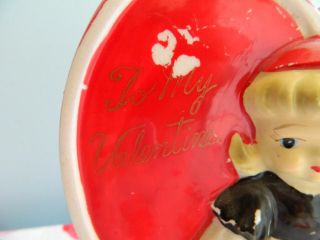Vtg 50s Pottery Valentine Red Heart Planter Vase Shabby Cottage Chic