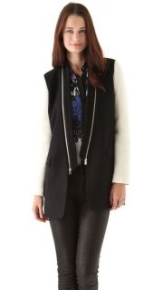 Tibi Wool Coat with Knit Sleeves