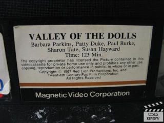 Valley of The Dolls VHS 1980 Magnetic Video Patty Duke Sharon Tate
