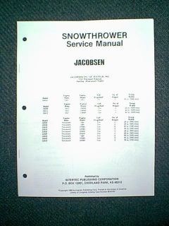Jacobsen Snow Blower 51610 thru 52642 Service Manual