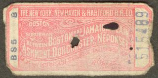 NY NH Hartford RR Boston Jamaica etc Plain Ticket