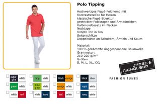 James Nicholson Herren Polo Poloshirt Tipping s XXL