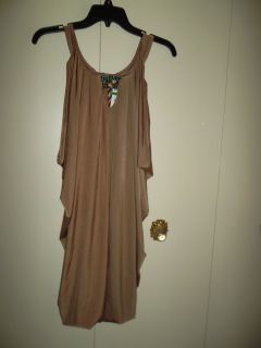 Jaloux Bronze Evening Dress w Jewel Neckline Feminine Flare L
