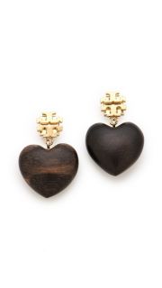 Tory Burch Wooden Heart Earrings
