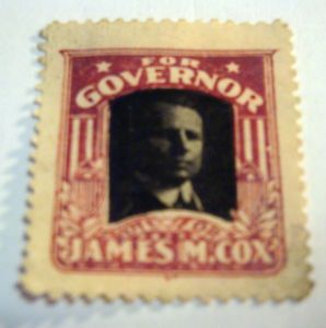 James Cox Governor Cinderella Poster Stamp Political Franklin