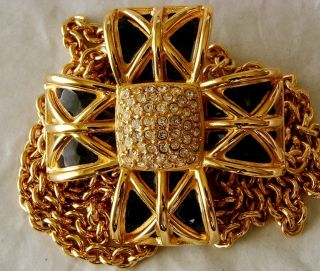 JACKIE COLLINS Iron Cross Vtg Pendant Necklace & Clamper Bracelet