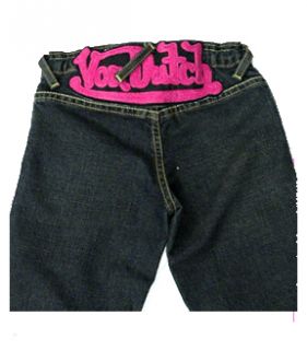 Von Dutch Girls Denim Christina Low Rise Hot Pink Patch Jeans $98