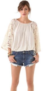 Blue Life Angel Lace Sleeve Top