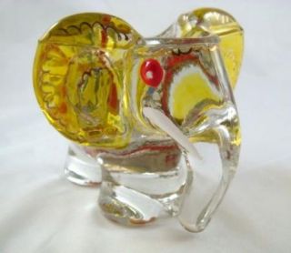 Vintage Hand Painted Enameled Art Glass Elephant Cigar Holder Made in