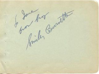 Smiley Burnette Vintage 1930s Signed Album Page Autographed Petticoat