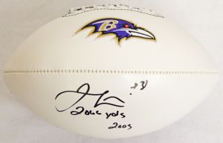 Jamal Lewis Signed Ravens Logo Football w 2066 Yards 2003 Schwartz
