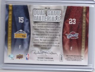 Heat Kicks Lebron James Carmelo Anthony Dual Game Used Jersey 2 Colors