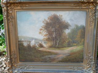Antique Landscape Painting Charles Bale Signed Listed Superb Frame