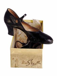 Vintage Ladies Black Mary Jane Patent Leather Shoes 1920 EU37 US6 5N