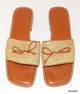 Pretty Eric Javits Brown Woven Slide Sandals Sz 8 N Italy