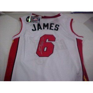 Lebron King James James Autographed Miami Heat #6 Jersey With COA