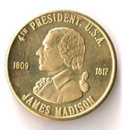 James Madison 4th President Readers Digest Medal Token