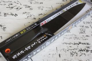 Japanese sushi chef knife black ion coated binchoutan charcoal gyuto