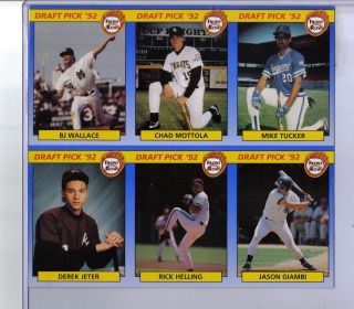 1992 Derek Jeter Jason Giambi Front Row Uncut 6 Card Promotional Sheet