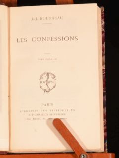 C1881 3VOL Les Confessions Jean Jacques Rousseau Flammarion Binding
