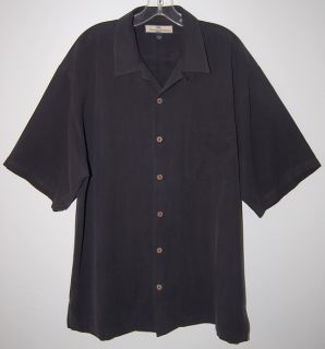 Tommy Bahama Black Silk Camp Shirt L