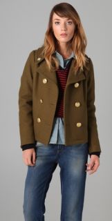ONE by Gerald & Stewart Short Pea Coat with Brass Buttons