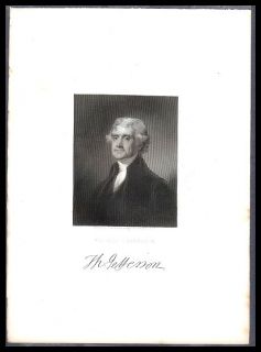 Original Print Thomas Jefferson from G Stuart
