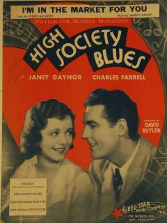  MARKET FOR YOU 1930 Sheet Music w Uke JANET GAYNOR High Society Blues