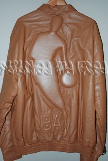 Jeff Hamilton NBA Camel Leather Logoman Jacket 4XL New