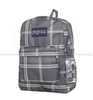 jansport Superbreak Backpack School Bag Gray Plaid ★
