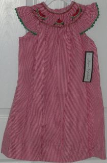 Jayne Copeland New Girls Smocked Red Dress Size 2T Clothes Watermelon