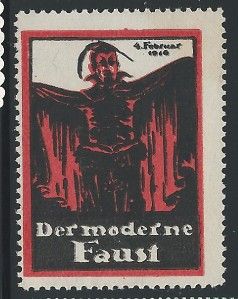 German Poster Stamp 1916 Der Moderne Faust