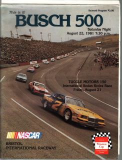 BRISTOL RACEWAY BUSCH 500 PGM 1981 NASCAR PETTY EARNHARDT YARBOROUGH