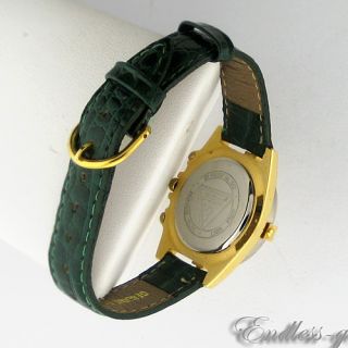 Guess Two Tone Green Leather SS WR Quartz Ladies Watch