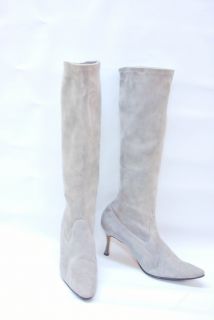 Manolo Blahnik Gray Suede Knee High Boots Size 40