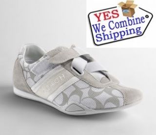 Coach Jenney Mesh Suede Athletic Shoes in White Gray Size 8 5 A1623