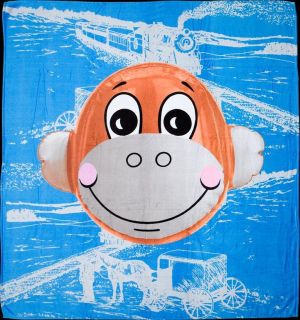 JEFF KOONS Monkey Train Blue HUGE Artist Beach Towel Hulk Elvis 70 x60