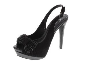 Jessica Simpson New Sierra Black Leather Jeweled Slingback Heels Pumps