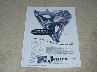 Jensen G 610 Triaxial Speaker Ad 1951 Article RARE