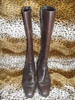 Womens Chaps Jessalyn Brown Leather Boots Shoes Size 7 5 1 2 Knee High