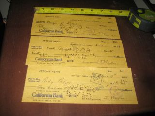 Jerome Kern Autograph 1939 Signed Bank Drafts Paul Granard Rudy Pauly