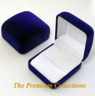 Square Navy Blue Velvet Ring Box Jewelry Gift Box