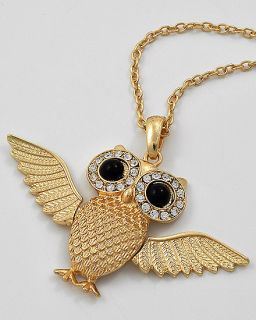 New Flying Owl Pendant Necklace Rhinestone Gold Tone Animal Jewelry