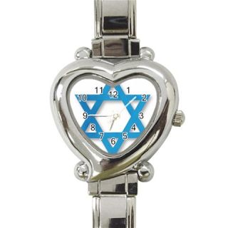 Jewish Star of David Heart Italian Ladies Wrist Watch